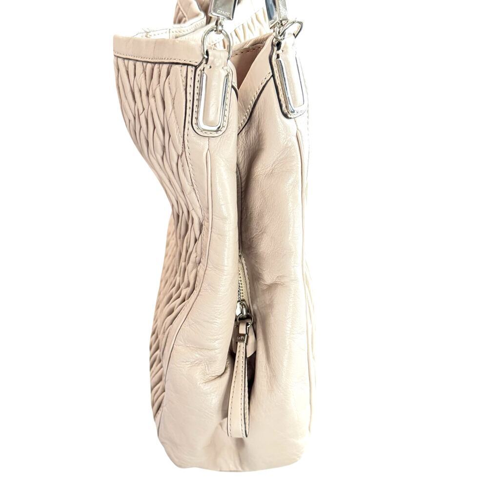COACH Madison Phoebe Gathered Twist Leather Shoulder Bag Taupe/Beige 25260 - Picture 3 of 12